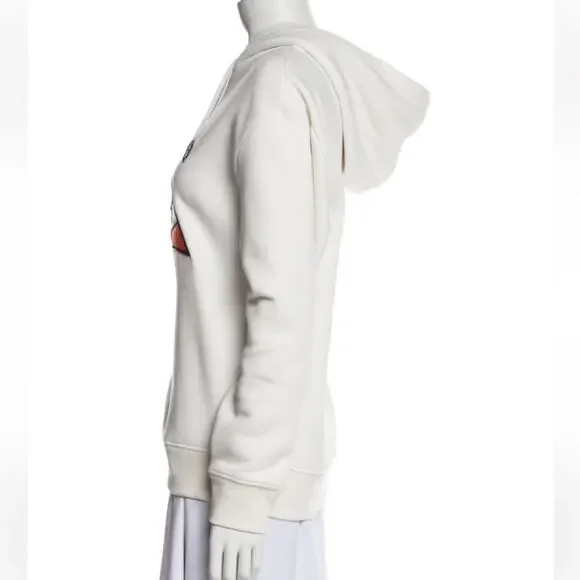 Sandro Womens Beaded Application Indie Love Hoodie Size EU 1 / US 2-4 in White - Picture 8 of 10
